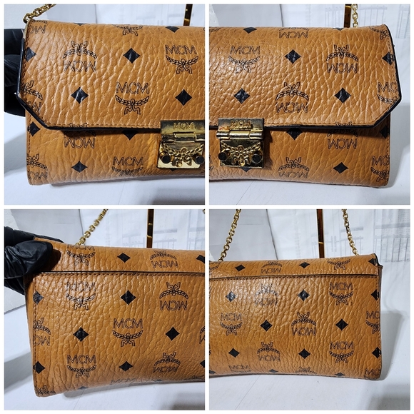 MCM Visetos Millie Crossbody Bag Brown - Picture 9 of 13